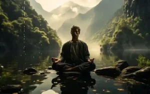 Meditaion on river.